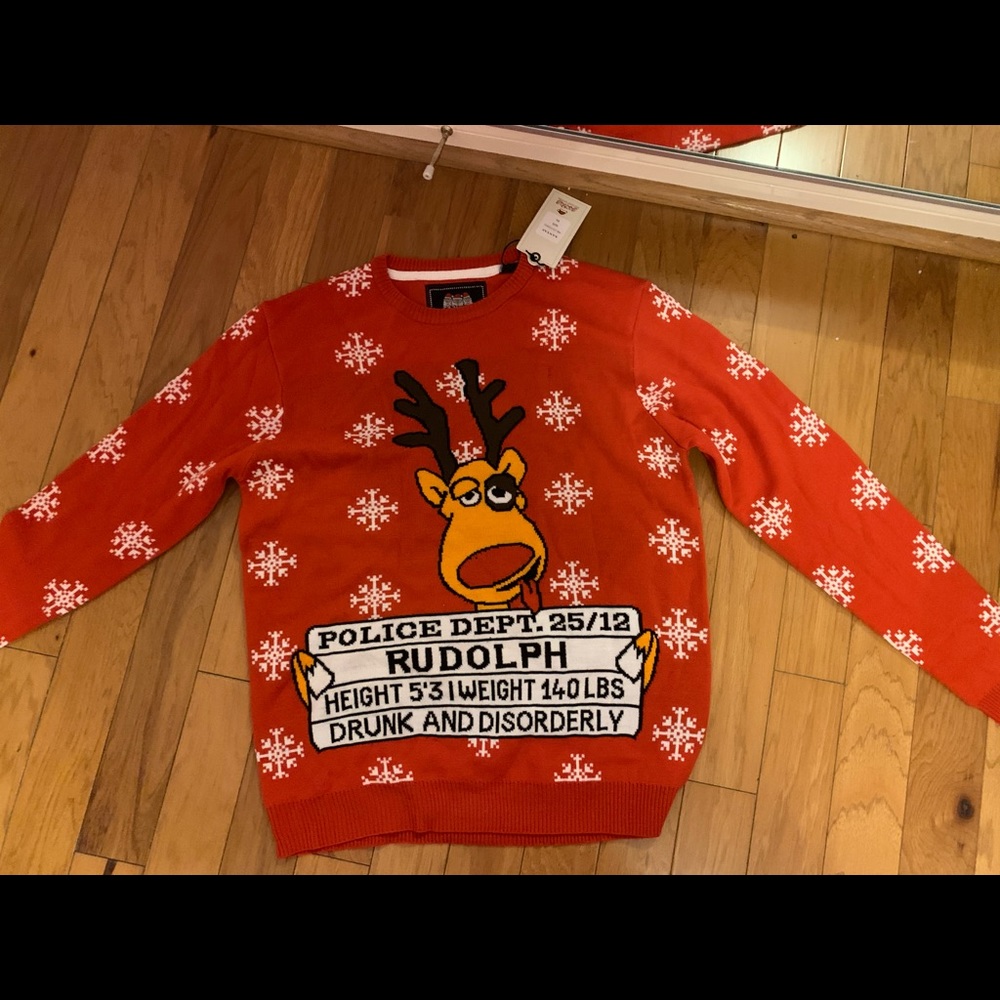 Ugly Christmas Sweater- Drunk Rudolph